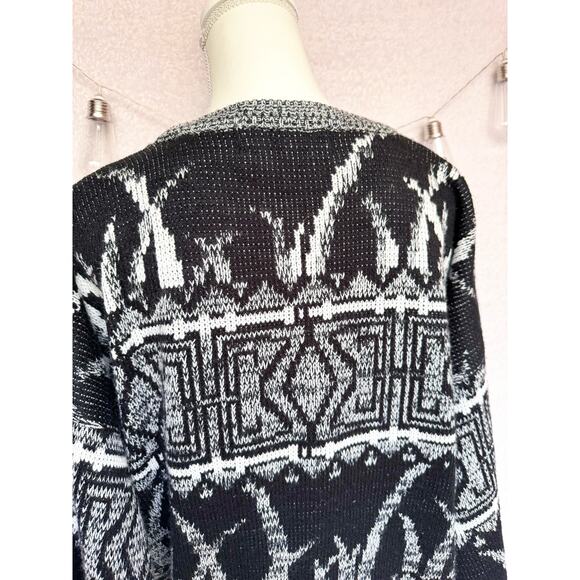 Vintage 1980's Uniform Code Black & White Knitted Sweater Medium - Picture 8 of 9